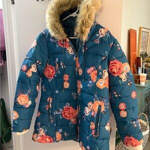 Matilda Jane Floral Ski Jacket with Faux Fur Hood🔥 last reduction off to thrift